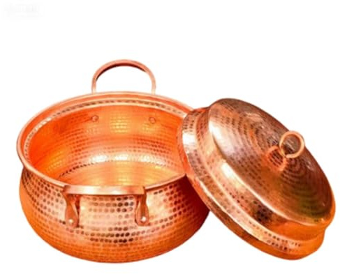 Olla de cobre puro martillado hecha a mano, olla de sopa de cobre púrpura con asas de latón, utensilios de cocina grabados hechos a mano martillados de cobre sólido 100% puro(22 cm/8.66 inch)