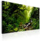 B&D XXL - Wandbilder XXL Wald Bach 120x80 cm 1 tlg Wand Deko Leinwand Bilder Groß Wandbild Wohnzimmer Bild Schlafzimmer Kunstdruck Panoramabild - Natur Waldlandschaft Bäume Bergbach Grün c-B-0234-b-c