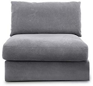 CAVADORE Sofa-Modul Fiona Sitzelement mit Rücken / XXL- Sessel mit Rückenlehne / 94 x 90 x 112 / Webstoff silbergrau