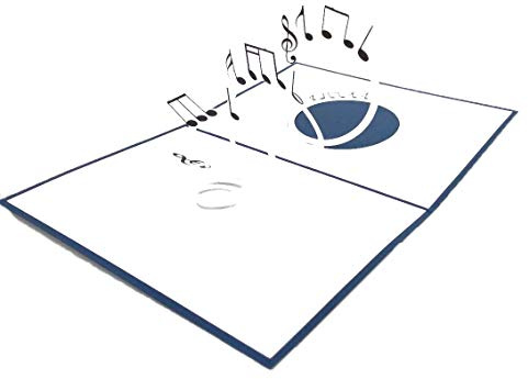 3D Musical Note Pop Up Card, Music Lovers - Happy Birthday Pop Up Card, Congratulations Card, Retirement - Gift, Musician, Graduation, Celebrations | Pop Card Express (Dark Blue)