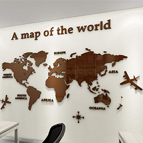 Carte du Monde 3D Stickers Muraux Décoration Murale Pour Maison Bureau Étude Salon Canapé Fond Stickers Murau En Trois Dimensions Décoration