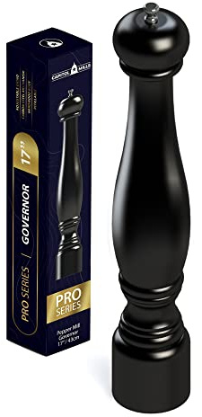 Capitol Mills 17 inch Large Pepper Mill - Refillable - Adjustable Grind - Precision Carbon Steel Mechanism