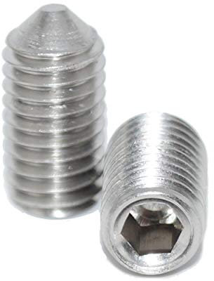 Tornillos prisioneros M2 x 4 con hexágono interior y punta, 5 unidades, ISO 4027 A2, acero inoxidable