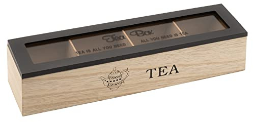 Morgan Caja porta infusiones de madera, porta bolsitas e infusiones de 4 tés, caja porta los bolsitas