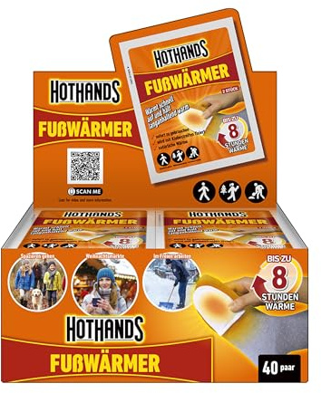 HOTHANDS Lot de 40 paires de chauffe-pieds - Activé par l'air - Réchauffe automatiquement - Utilisation immédiate