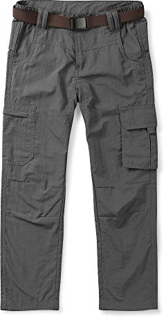 OCHENTA Boy's Quick Dry Pull on Cargo Pants for Big Kids Youth Outdoor Hiking Fishing Scout Grey Tag 160-9-10Y