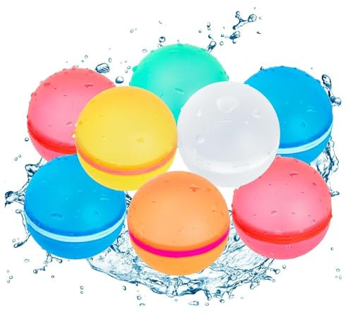 HENGBIRD 8 Stück Wasserbomben Wiederverwendbar, Wasserbomben Selbstschließend, Wiederverwendbare Wasserbomben, Wasserbomben Magnetisch, Wasserballons für Kinder, Erwachsene, Strand, Poolparty