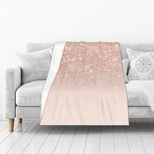 SYLALE Rose Gold Wallpaper Printed Flannel Blanket Throw 102x127 Cm | Ideal Thick Bed Blanket Or Bed Throw | Perfect For Bed,Living Room,Sofa, Couch