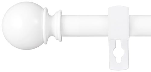 Gardinenstange weiss mit dekorativen runden Endstücken für Fenster, Ausziehbare Gardinenstange 67-307cm (16mm Durchmesser),Curtain Pole