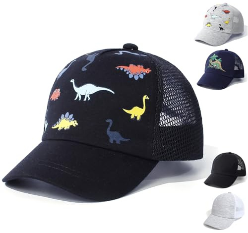 QIYIENDIAN Baby Toddler Gorras Ajustable Sol Sombreros Dinosaurio Solid Color Sombrero Niños Niños Niñas(Black Dinosaurs,1-3Years)