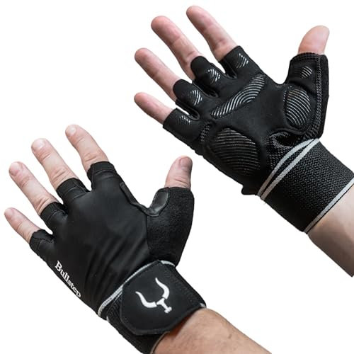 Bullstep - Pro Fitness Handschuhe Herren und Damen mit Handgelenkbandage | Gym Handschuhe für Fitness | Fitnesshandschuhe Kraftsport | Sporthandschuhe | Crossfit Gym Gloves