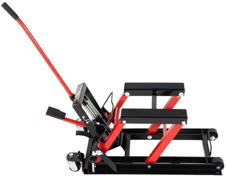 jiumxliu Ponte sollevatore per moto, altezza regolabile 115 – 365 mm, portata fino a 680 kg, montaggio idraulico, per moto, superfici gommate in garage ed esterni