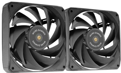 MARSGAMING MF-NCLX2, Kit 2x Ventole Ultrasilenziose 120mm, Design Pale Ibride, Ventole 2in1 con Cuscinetto FDB in Rame Iperbilanciato, Sistema di Connessione PWM, Pads Antivibrazione, Nero