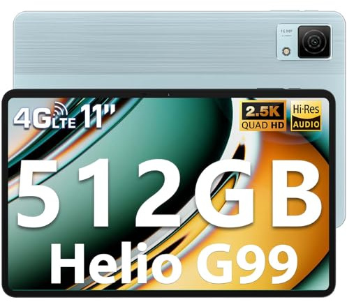 DOOGEE T40 Tablet 11 Zoll Android 14 Helio G99 Tablet PC,20GB RAM 512GB ROM(2TB TF), 2.5K Display Gaming Tablets, 8580mAh Akku, Drawing Tablets LTE 16MP+8MP 4G Dual SIM/Face ID/TÜV/GPS/Widevine L1