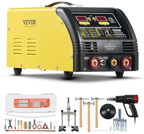 VEVOR Tire Clou Carrosserie 5 KW Kit Poste de Débosselage Soudeuse par Points Soudage Auto Manuel 10 Modes Outil de Réparation Bosses Carrosserie pour Réparation Panneaux Automobiles Acier Aluminium