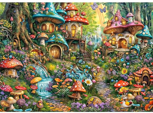 Jigsaw Puzzles for Adults 1000, Impossible Puzzle for Adults Educational Games.Challenging Puzzles, Puzzle Game for The Whole for Women, Gifts for Men, Theme:Mushroom Garden