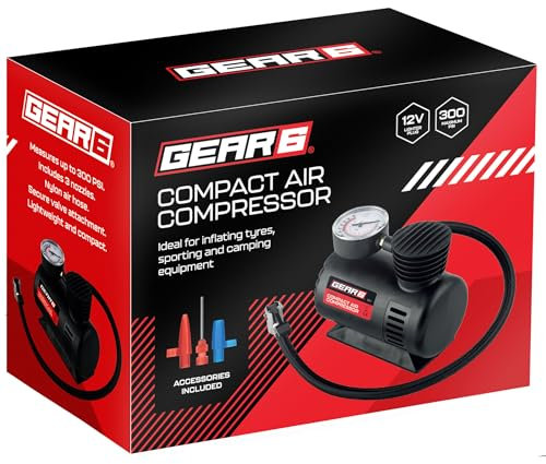 12V Car Tyre Inflator, Mini Air Compressor Car Tyre Compact Pump, Portable, Cord Inflator with Pressure Gauge 300 psi