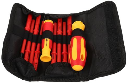 Outanaya Tournevis Isolés pour Électricien Set Complet avec Tourne-vis Plat et Cruciforme Non Glissant Outils Électriques Durables pour Réparation et Maintenance Domestique