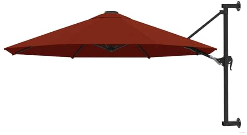 INLIFE Parasol Mural avec mât en métal 300 cm Terre Cuite