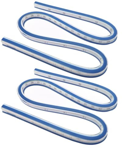 TOKIDNY Règle Courbe Flexible 60 CM en Caoutchouc Souple et Métal Lot de 2 Pièces Outil de Mesure pour Couture et Dessin Technique pour Tracés Précis et Formes Irrégulières