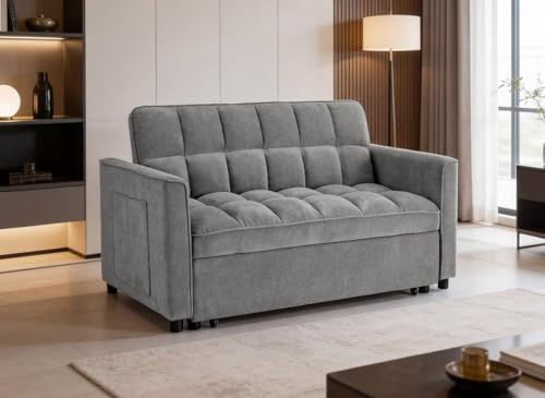 DecoInParis Canapé Convertible 2 Places en Velours texturé Gris Jasper