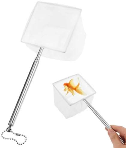 Androxeda Redes De Pesca Para Acuario, Malla De Nylon Suave Y Fina Con Mango Extensible, Para La Captura Y Transferencia De Peces, 7.8 Cm