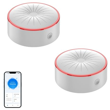 Mengshen 2-pack WiFi smart sirenalarm hemsäkerhet 85 dB stroboskop lampa med APP-kontroll ingen hubb krävs kompatibel med Alexa Google Assistant