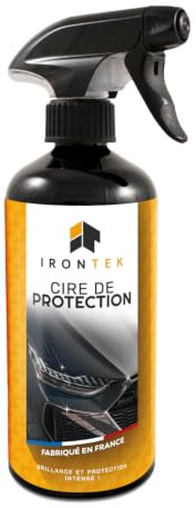 Cire Carrosserie Spray - IRONTEK - 500 ml | IT323 | Lustre Éclatant | Film Protecteur | Toutes Peintures | Fabriqué en France