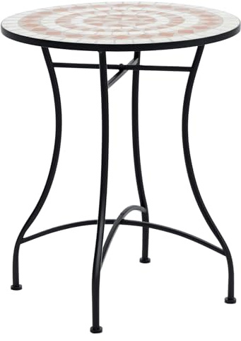 Outsunny Mesa de Jardín Redonda Terraza Balcón Ø60x71 cm Naranja y Blanco