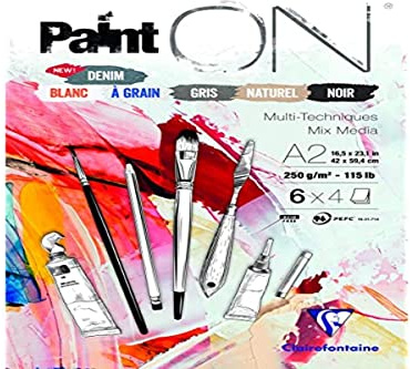 Clairefontaine 975412C - Zeichenblock PaintOn mit 24 Blatt 42x59,4 cm 250g sortierte Farben