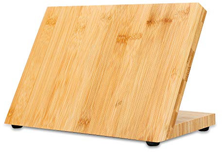 INTIRILIFE Portacoltelli Magnetico in Marrone bambù - Ceppo portacoltelli in Legno di bambù con Magnete per riporre salvaspazio di coltelli e Attrezzature da Cucina