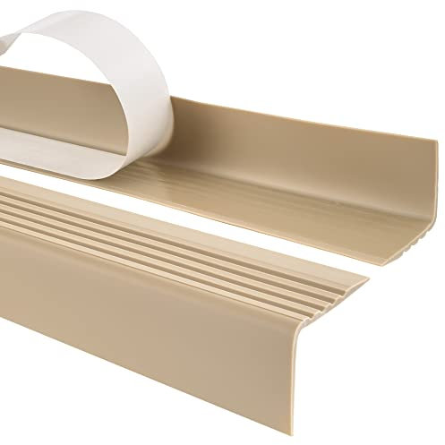 Quest Stair Edge Profile Self-Adhesive PVC Plastic Stair Edge Protection 50 x 42 mm Beige 150 cm