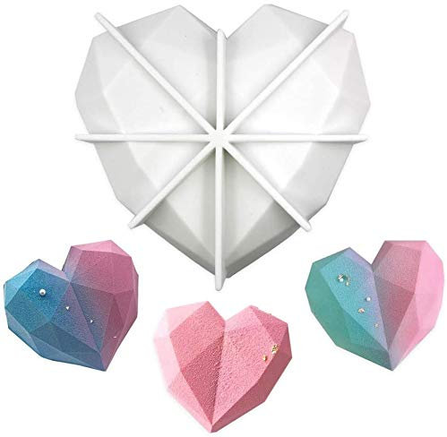BREEZO Silicone Chocolate Mold - 3D Heart Shape for DIY Cake Mousse Dessert, Candy, Fondant, Ice Cream, Soap, Jelly (1-Cavity)