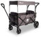 elvent® City SmartCruiser Bollerwagen - Handwagen faltbar mit Dach I Sitzpolster, Hecktasche, Feststellbremse, PU-Reifen, 5-Punkt-Gurt I für 2 Kinder | Teleskop-Zugstange (Grau)