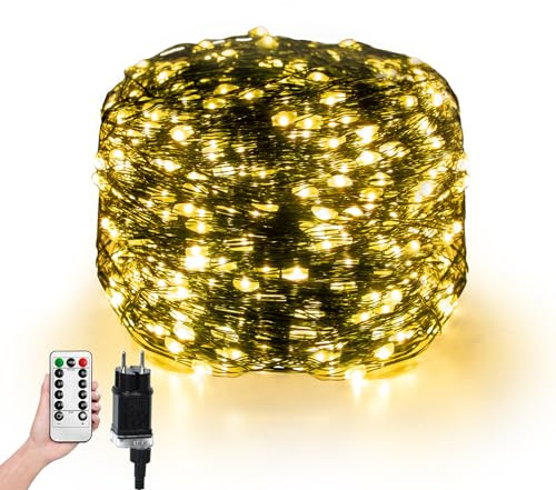Aufun Led Stringa Luci 30M 300 LEDs, 8 Modalità IP44 Natale Lucine Decorative per Feste di Natale Indoor all'aperto, Decorazioni, Camera da Letto, Mobili da Balcone, Matrimoni, Bianco Caldo