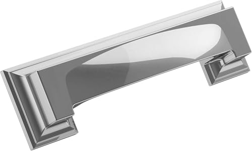 Amerock | Cabinet Cup Pull | Polished Chrome | 3 inch & 3-3/4 inch (76mm & 96 mm) Center-to-Center | Appoint | 1 Pack | Drawer Pull | Cabinet Handle | Cabinet Hardware
