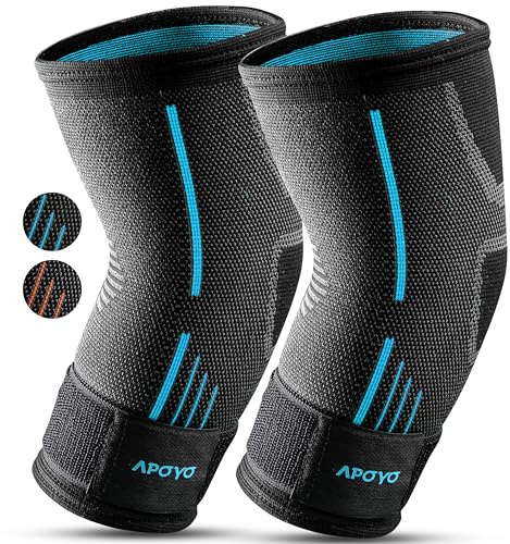 APOYO Elbow Brace for Tendonitis and Tennis Elbow, (Pair) Compression Sleeve for Arthritis, Workouts, Reduce Joint Pain During Fitness Activity (Medium)