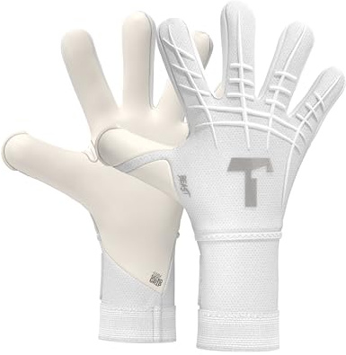 T1TAN White Beast 3.0 - Goalkeeper Gloves with Finger Protection - Football Gloves for Teenagers and Adults, Unisex - Negative Cut and 4mm Gecko Grip - Gr. 7
