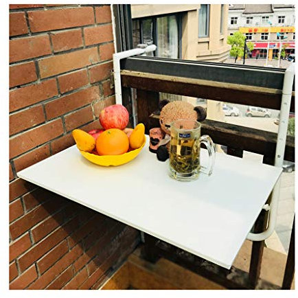 IkErna Tavolo Sospeso Del Balcone Della Staffa Di Ferro Tabella Pieghevole Tabella Pieghevole 60X40Cm/White/100 * 40Cm