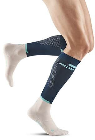 CEP Herren The Run Socks Tall V4 Laufbekleidung Kompressions-Socken Blue/Off White - Creme Iv