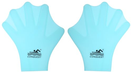 PATIKIL Guantes de Natación de Silicona 1 Par de Guantes de Natación con Dedos Completos y Palma En Forma de Red para Entrenamiento Acuático Impermeable para Adultos Azul