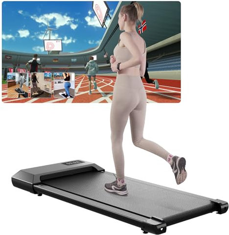 Raceable Walking Pad leise, Lacuffy Laufband für Zuhause Max 136 kg mit LCD-Anzeige und APP, Laufband Schreibtisch mit Training Couses und AI Traininging