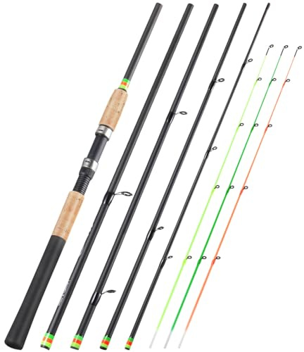 Sougayilang Feeder Rod - Caña de pescar portátil con 3 puntas, varios colores