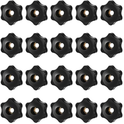 20 Stück Schwarz Kunststoff Flügelmutter Spannknopf Sterngriffmutter Rändelschraube Äußerer mit Gerändeltem Gewinde Muttern für Maschinen Anlagen Möbel Werkzeugmaschinen Fitnessgeräte