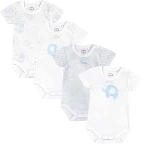 Chicco, 4 Body à Manches Courtes en Coton Léger, Sous-vêtements Bébé 0-24 Mois, Designed in Italy