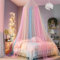 Funmo Betthimmel für Mädchen, Regenbogen Moskitonetz Himmel, bunt, （60 * 250 * 1200cm） Moskitonetz für Bett,Anti-Mosquito-Bed Canopy, Bettnetz zum Aufhängen für Camping, Haus, Garten