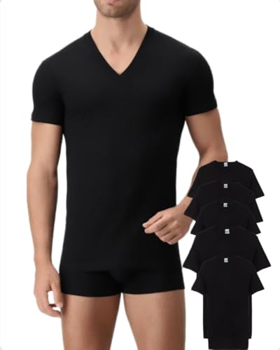 Intimo College 5/10 T-Shirt Intime pour Homme en Pur 100% Coton Peigné Fabriqué en Italie de Qualité Respirante Col en V et Col Rond, 4XL