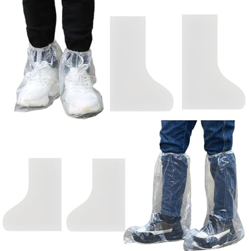 2 Paires Surchaussures Impermeables, Surchaussures Jetables, Couvre Chaussures Imperméables Réutilisables Réfléchissants Couvre-chaussures de Pluie Réutilisable et pliable, Llongue et Courte