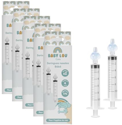Siringhe nasali per neonati | Confezione da 10 siringhe | Pulizia del naso e irrigazione nasale | Riutilizzabili e senza bisfenolo A | A partire dai 4 mesi