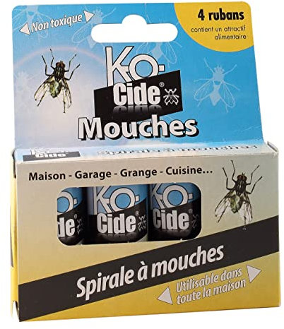 K-OCIDE - Spirale à Mouche 4 Rubans - Rubans Collants Anti-Mouches - Colle Extra Collante - 4 Rubans